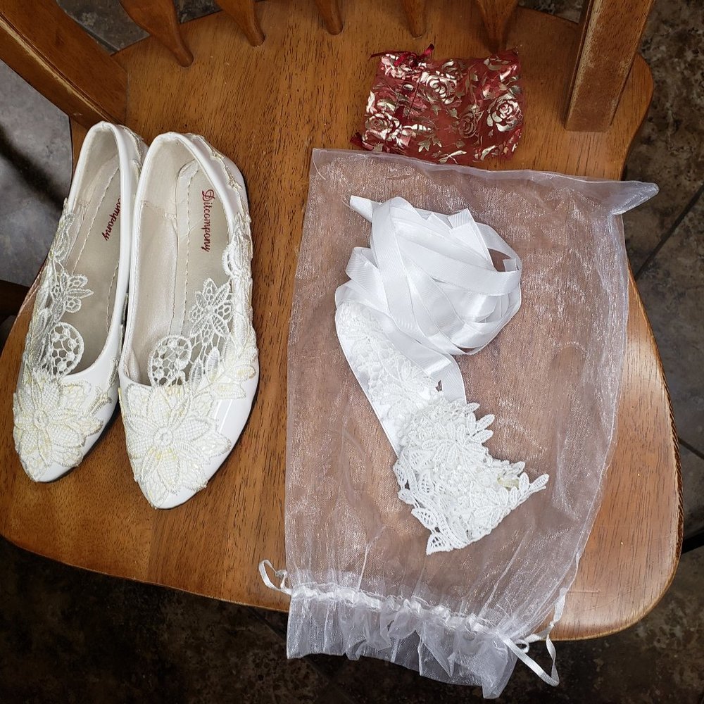 COPY - Ditcompany size 8.5 (41) flats white wedding shoes